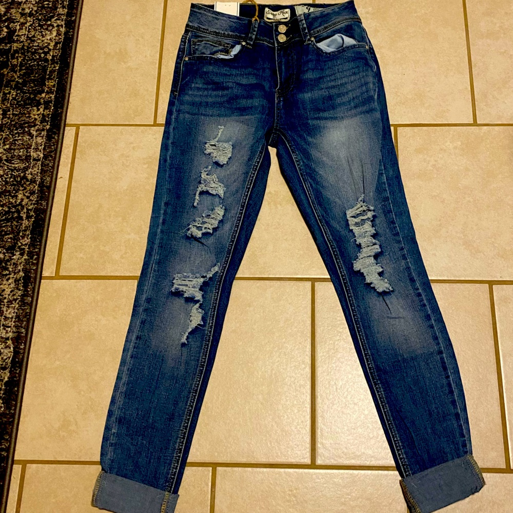 NWT mid-rise dressed Indigo Rein denim jeans size 9